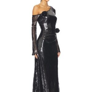 LPA Black Sequin One-Shoulder Dress